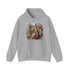 Soulful Sounds navy hoodie with musical notes and nature imagery.