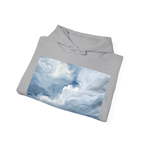 Navy wavy lines dream hoodie for men and women in size small.