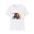 Vibrant charcoal cotton crew neck T-shirt with Michelle Obama neon print