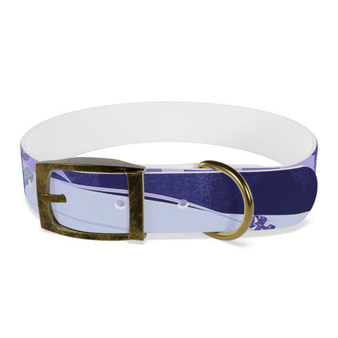 Stylish lavender fields dog collar for M dogs in black onyx.