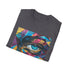 Urban Symphony T-shirt: Bold black tee with explosive street art design.