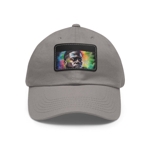 Kevin Hart neon watercolor cotton hat with light brown patch.