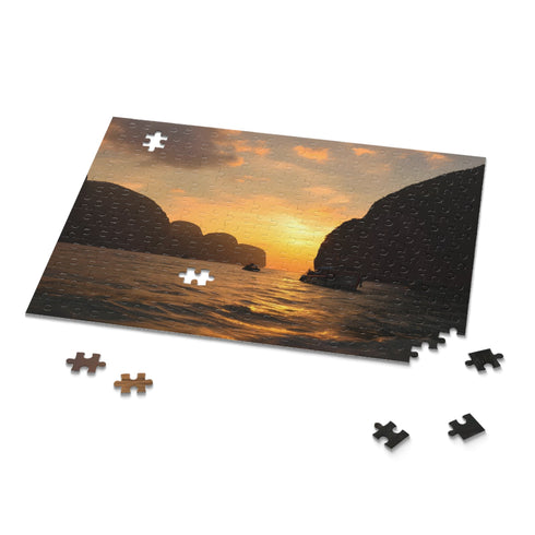 Vibrant Maya Bay Sunset Jigsaw Puzzle with intricate details.
