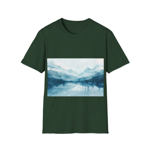 Alaska Beauty Watercolor Tee in Charcoal, size S - Cotton Crew Neck Shirt