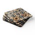 Artisan tiles corkwood coasters in square shape with seamless pattern.