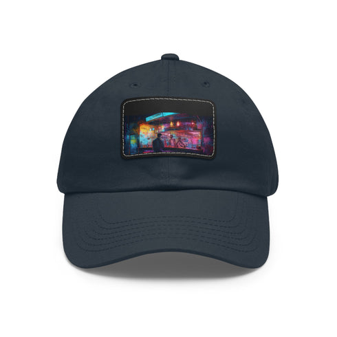 Bright neon watercolor splash baseball cap with light brown patch design.