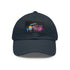 Bright neon watercolor splash baseball cap with light brown patch design.