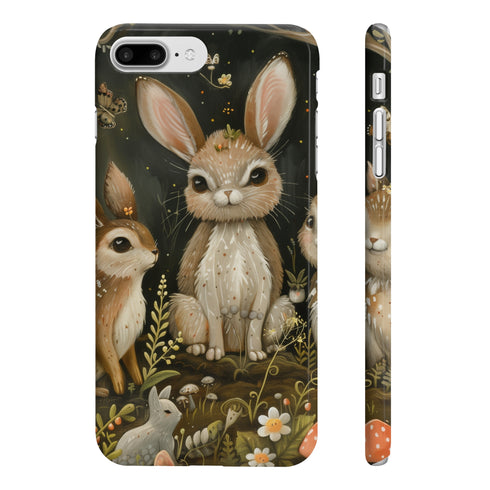 Whimsical Woodland Slim Glossy Phone Case with Forest Friends design.