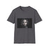 Charcoal crew neck cotton T-shirt with printed design on front
