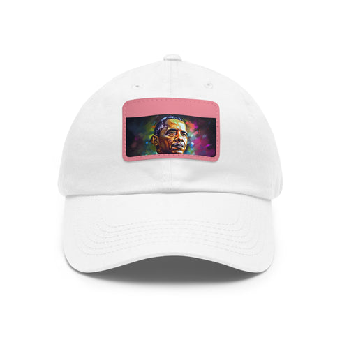 Neon Obama dream cap: White/Lt Brown patch, vibrant unisex accessory.