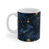 Beautiful ceramic coffee mug with starry night sky pattern, 11oz.