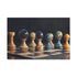 Chessboard with Cosmic Planets As Pieces Stretched Canvas Wall Art