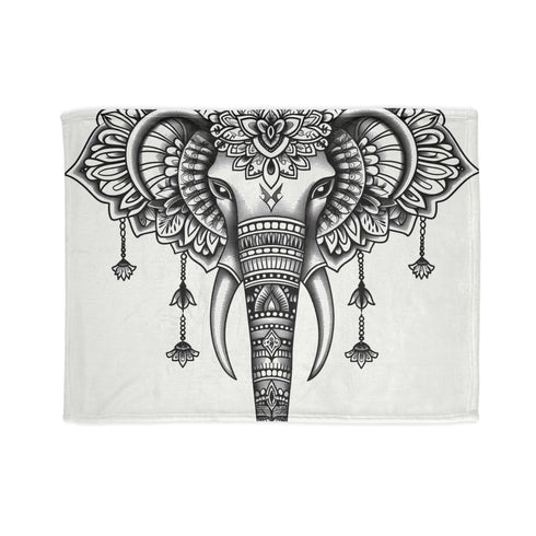 Majestic Mandala Elephant Blanket: Intricate mandala pattern on majestic blanket.