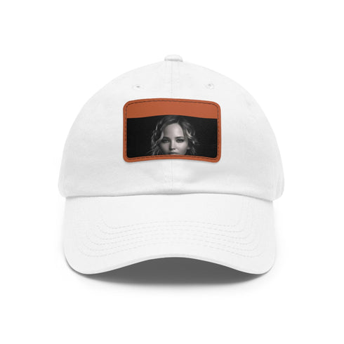 Jennifer Lawrence Signature Cap in White with Light Brown Patch
