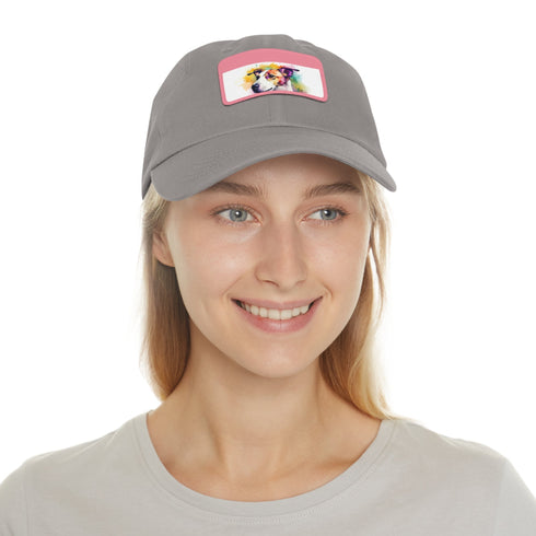 Adorable Jack Russell baseball cap, white with light brown patch.