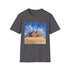 Charcoal Egyptian pyramids watercolor T-shirt with crew neck regular fit cotton