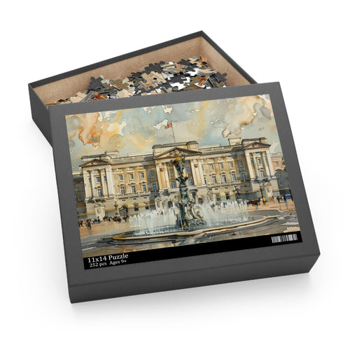 Buckingham Palace watercolor puzzle featuring architecture and history for puzzles enthusiasts.