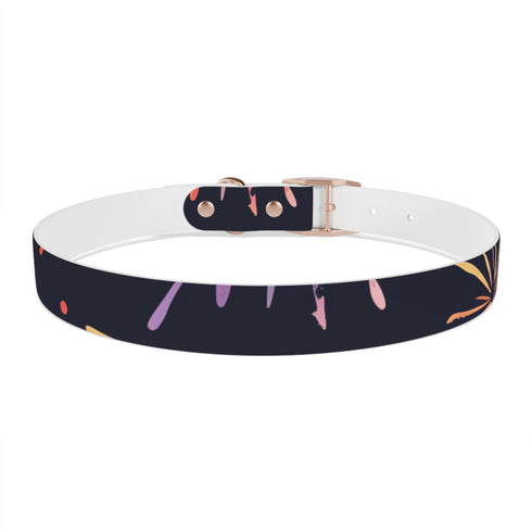 Festive Fireworks Dog Collar in Black Onyx Material celebrating pets.