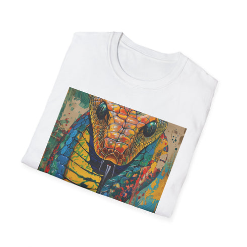 Charcoal cotton t-shirt with vibrant regal cobra graphic regular fit crew neck
