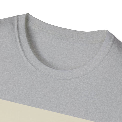 Minimalist sunrise mountain range graphic charcoal t-shirt in small size.