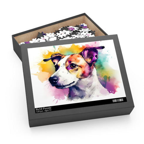 Adorable Jack Russell Terrier jigsaw puzzle with vibrant colors.