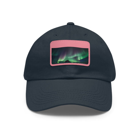 Northern Lights Glow Baseball Cap White Rectangle Unisex Cotton Vegan