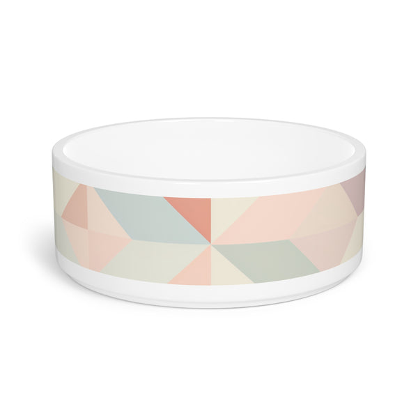 Stylish pastel geometric ceramic pet bowl for cats and dogs.