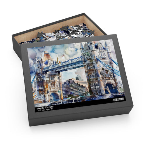 London Bridge watercolor puzzle, 120 pieces, perfect for travel lovers.