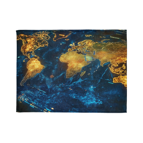 Holographic Map of Forgotten Worlds Plush Fleece Throw Blanket