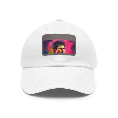 Neon Cruise Watercolor Baseball Cap in White with Light Brown Patch