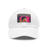 Neon colors baseball cap with light brown rectangle patch.