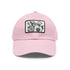 Colorful blossom burst baseball cap with hand-drawn flowers, white rectangle patch.