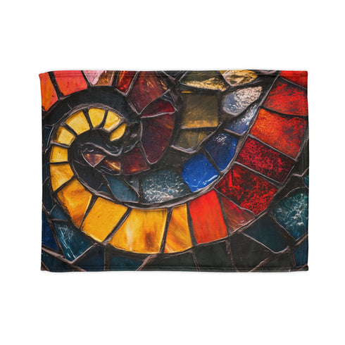 Shattered Stained Glass Forming Serpent Plush Fleece Throw Blanket