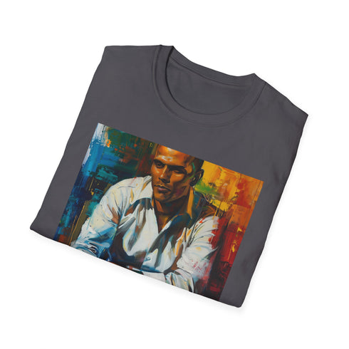 Charcoal cotton crew neck T-shirt with Harry Belafonte portrait design