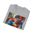 Charcoal Superman cotton T-shirt with vibrant heroic painting and regular fit