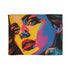 Bright pop art portrait blanket for cozy, colorful sleep experience.