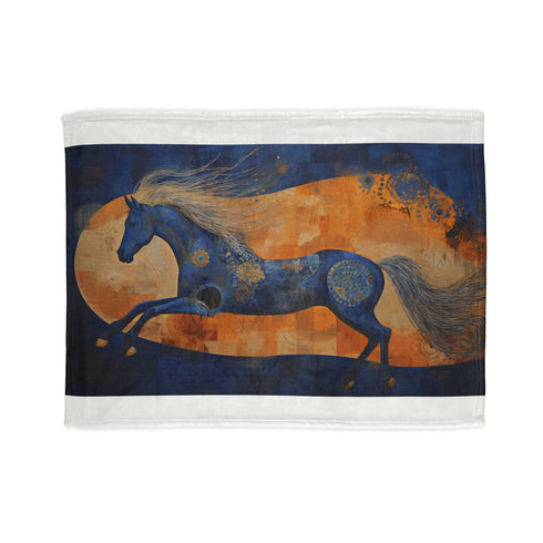 Abstract equestrian-themed blanket with samshield helmet motif for cozy nights.