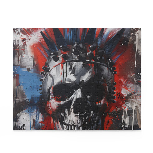 Edgy Punk Rock Skull Jigsaw Puzzle - Perfect for Alternative Music Fans - Unique Artwork for Punk Enthusiasts