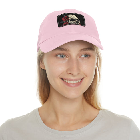 White skull cap with intricate rose details for gothic fashion lovers.