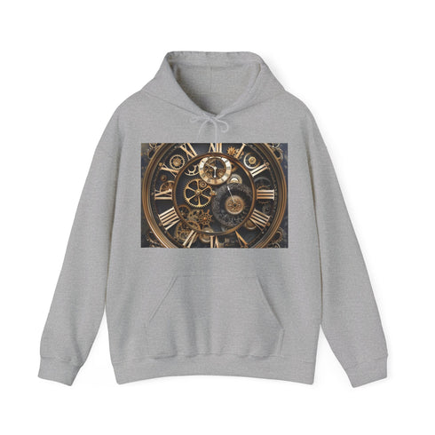Steampunk clockwork voyage hoodie in navy, S size.
