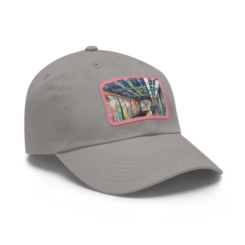 New York Subway Watercolor Snapback Cap in White with Light Brown Patch