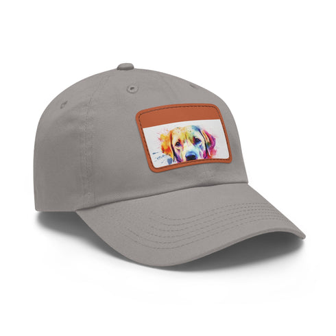 Adorable white cotton baseball cap with Labrador design.