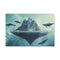 Floating Mountain Surrounded by Whales (Edition II) — Canvas Wall Art — Front Gallery-Wrapped Canvas View