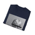 Stylized charcoal t-shirt featuring iconic entrepreneur art 100% cotton fabric