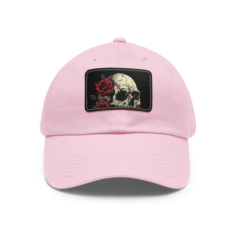 Midnight Bloom Gothic Skull Cap White Light Brown Patch Rectangle Unisex Vegan