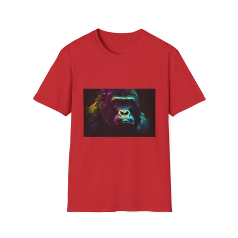 Charcoal crew neck t-shirt with vibrant gorilla watercolor print regular fit