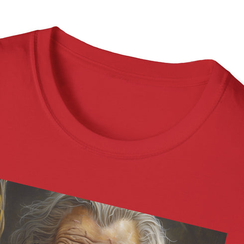 Charcoal cotton crew neck T-shirt with vibrant Gandalf portrait inspiring wisdom