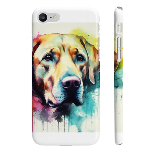 Labrador puppy phone case, glossy finish, perfect accessory for iPhone users.
