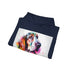 Snuggle-Love Basset Watercolor Hoodie in Navy, size S.