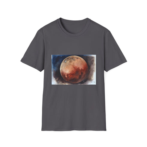 Red planet watercolor tee charcoal S.
